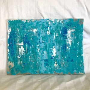 ORIGINAL ART! Teal, aqua, metallic silver & blue